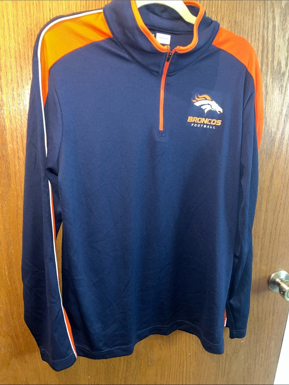 Broncos Navy & Orange Quarter-Zip Pullover - Men's